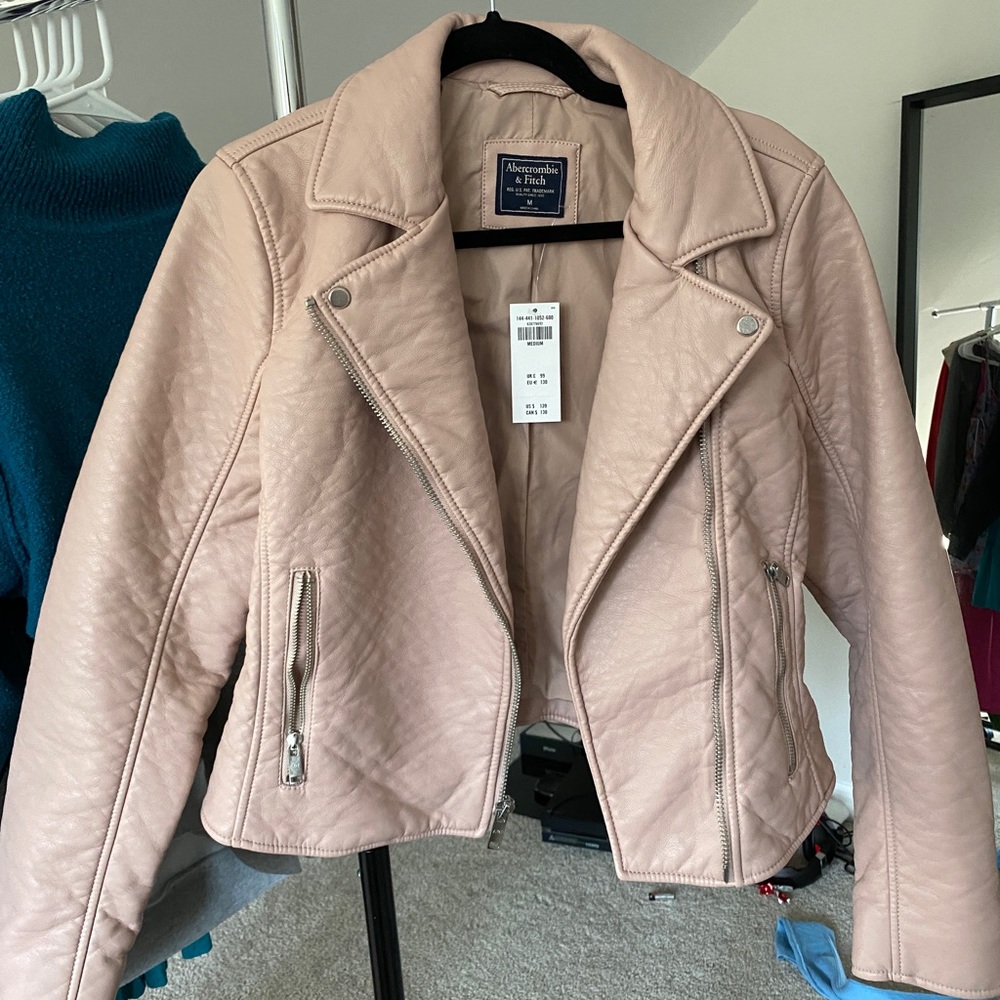 Abercrombie and Finch Blush Pink Leather Jacket